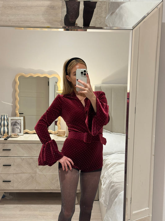 Velvet Embellished Playsuit